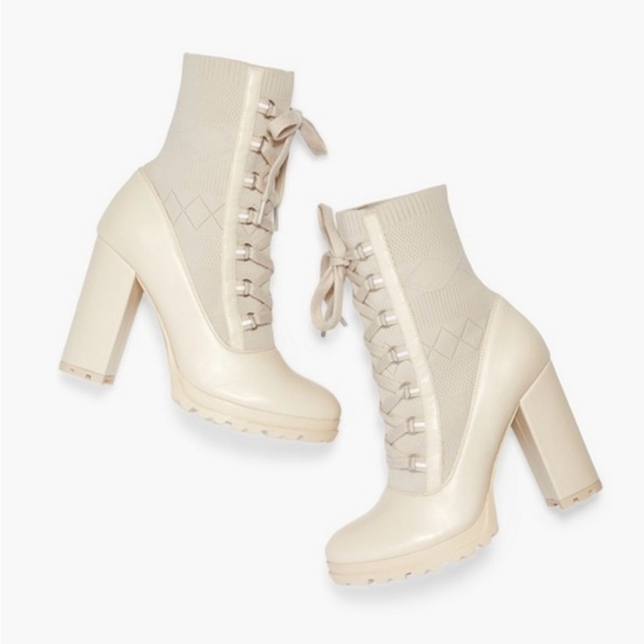 JustFab Shandee Knit Combat Boots - Picture 4 of 6